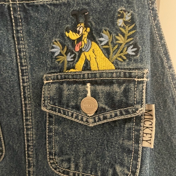 Vintage Mickey Unlimited Plus Size Denim Short Overalls Embroidered Mickey 26 28 - Picture 4 of 8